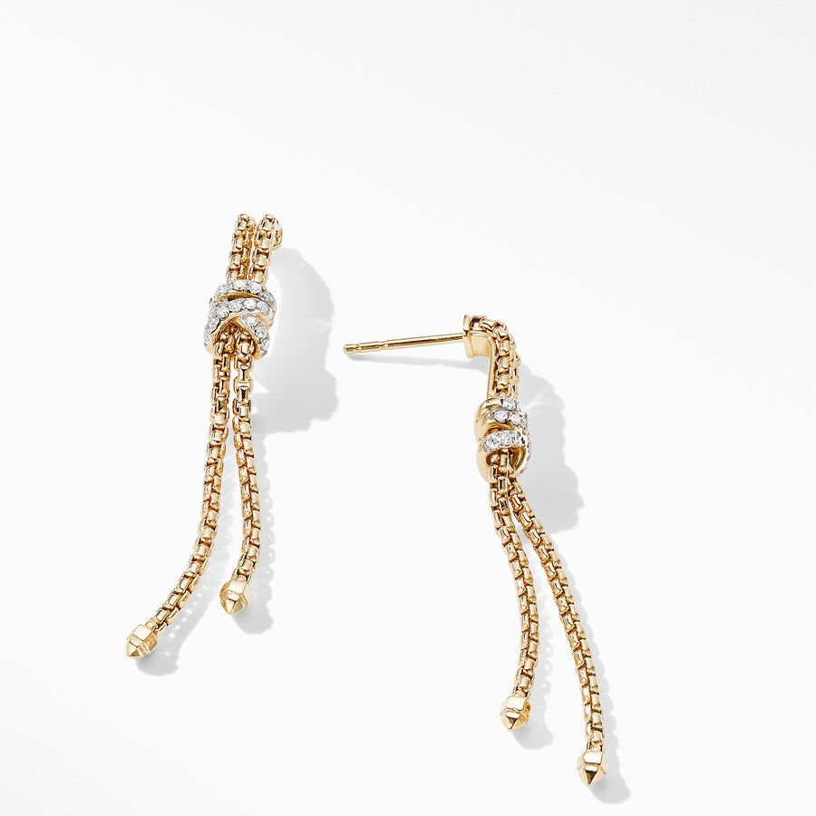 David Yurman Helena Box Chain Earrings in 18K Yellow Gold with Diamonds - E14586D88ADI