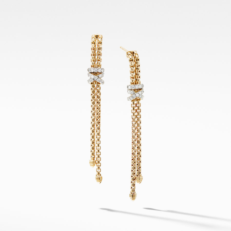 Helena Box Chain Earrings in 18K Yellow Gold with Diamonds