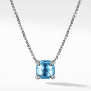 Chatelaine? Pendant Necklace with Blue Topaz and Diamonds