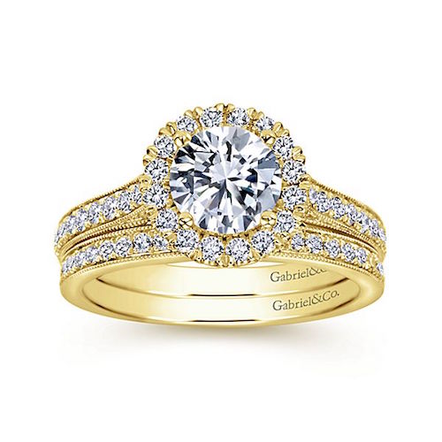 Gabriel & Co. Victorian 14k Yellow Gold Halo Diamond Engagement Ring - ER7278Y44JJ