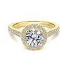 14k Yellow Gold .47ctw Diamond Halo Milg Cath Sides Semi Mount Engagement Ring. *Center Stone Not Included*