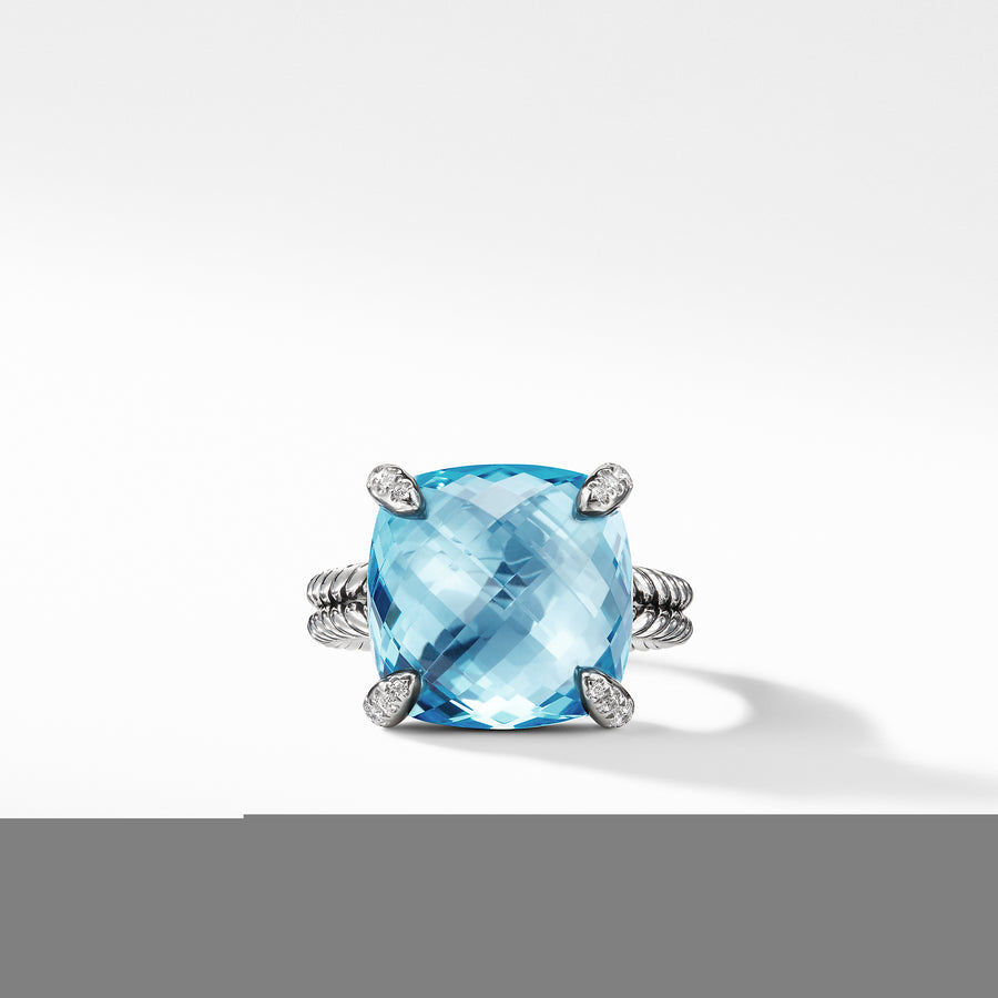 David Yurman Chatelaine Ring with Blue Topaz & Pave Diamonds - R12742DSSABTDI