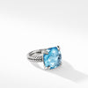 Sterling Silver ��� Faceted Blue Topaz, Pav? diamonds, 0.08 total carat weight,  ��� Ring, 11mm?
