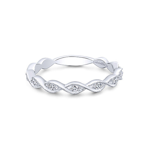 14k White Gold 0.15 Diamond Stackable Ladies Ring
