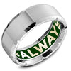A hand painted enamel Carlex with a custom engraving of your chosen date or message. Enamel is available in black, green or blue. This ring is available in 18K (White, Yellow & Rose) gold & Platinum 950.