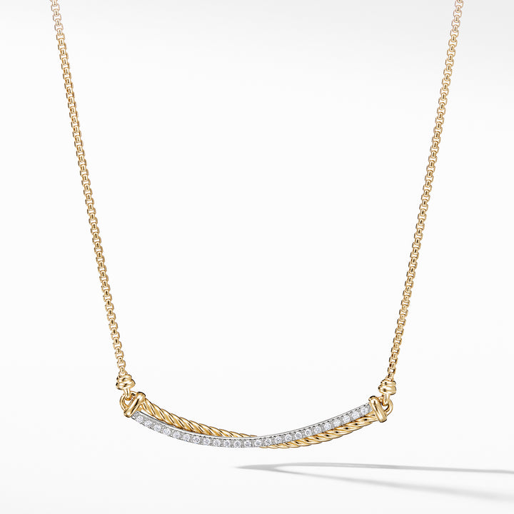 David Yurman Crossover Bar Necklace with Diamonds 883932956467 - Gary  Michaels Fine Jewelry