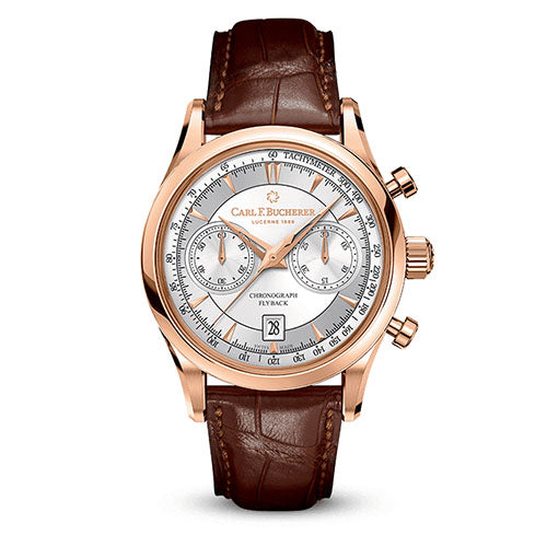 An intricate watch will never fail to deliver sophistication and style- and this timepiece from Carl F Bucherer brings you just that. This Gents watch can surely be an awe-striking piece once you lay eyes upon it. 18 K rose gold Double-domed sapphire crystal with anti- reflective coating on both sides Caseback with sapphire crystal Water-resistant to 30 m (3 atm) Diameter 43 mm Height 14.45 mm