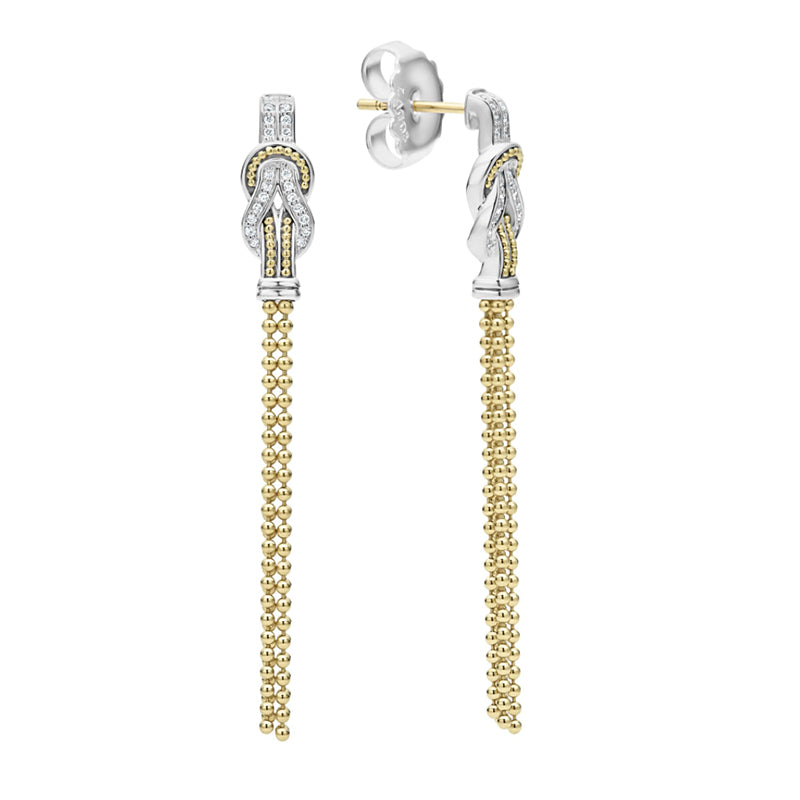 Lagos Newport Two Tone Knot Diamond Tassel Earrings- 01-81940-DD