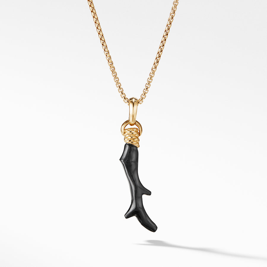 Coral Amulet in Black Onyx with 18k Gold