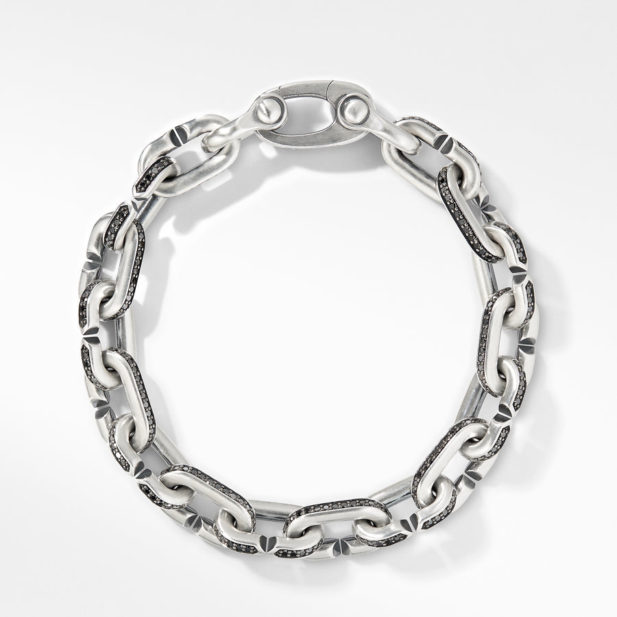 David Yurman Pave Black Diamond Chain Link Bracelet in Sterling Silver - BC0439MSSABD