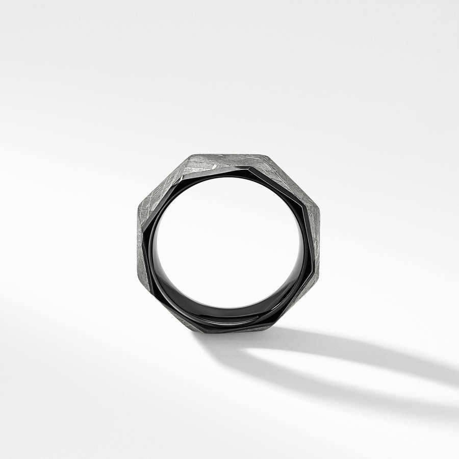 David Yurman Torqued Faceted Band Ring in Black Titanium with Meteorite - R25211MBBBME