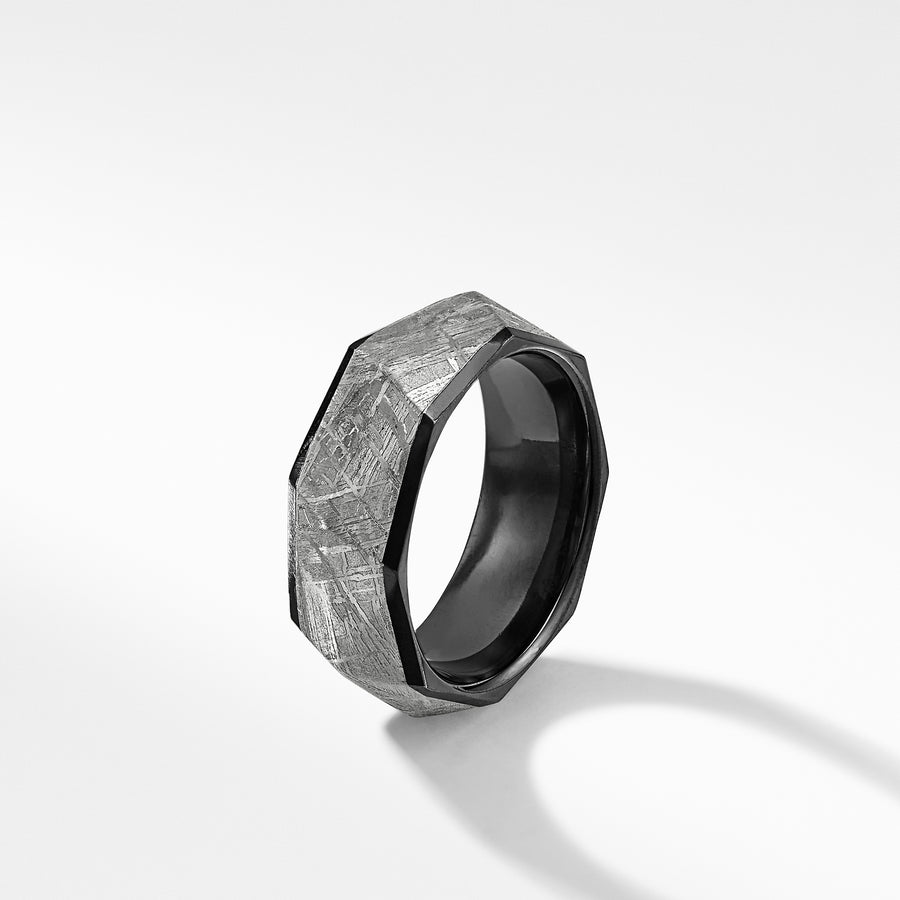 David Yurman Torqued Faceted Band Ring in Black Titanium with Meteorite - R25211MBBBME