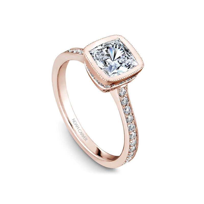 Noam Carver 14K Rose Gold Cushion Cut Bezel Set Engagement Ring- B026-02RM