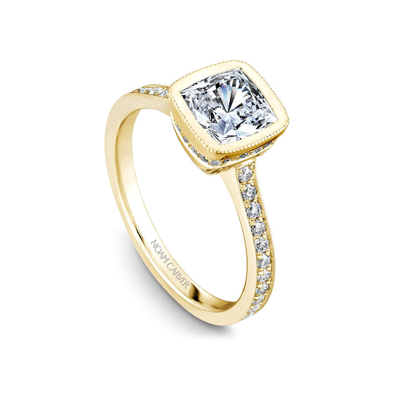 Noam Carver 14K Yellow Gold Cushion Cut Bezel Set Engagement Ring- B026-02YM