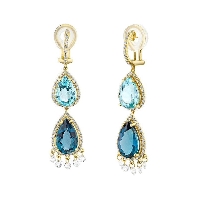 Sloane Street 18k Yellow Gold Sky Blue and London Blue Topaz Drop Earrings- SS-E267T-BTSK-LB-WD-Y