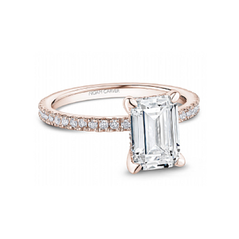 Noam Carver 14K Rose Gold Emerald Cut Straight Diamond Engagement Ring- B372-03RM