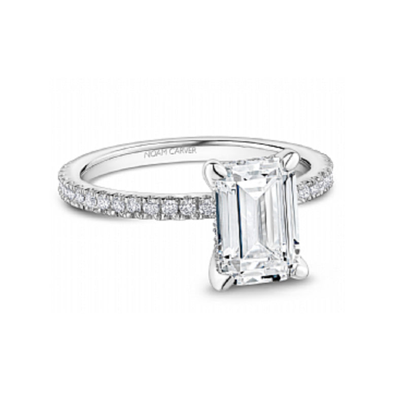 Noam Carver 14K Rose Gold Emerald Cut Straight Diamond Engagement Ring- B372-03WM