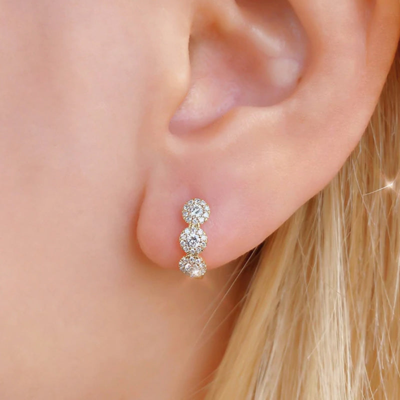 14k White Gold 0.37ctw Diamond Huggie Earrings- SC55002490