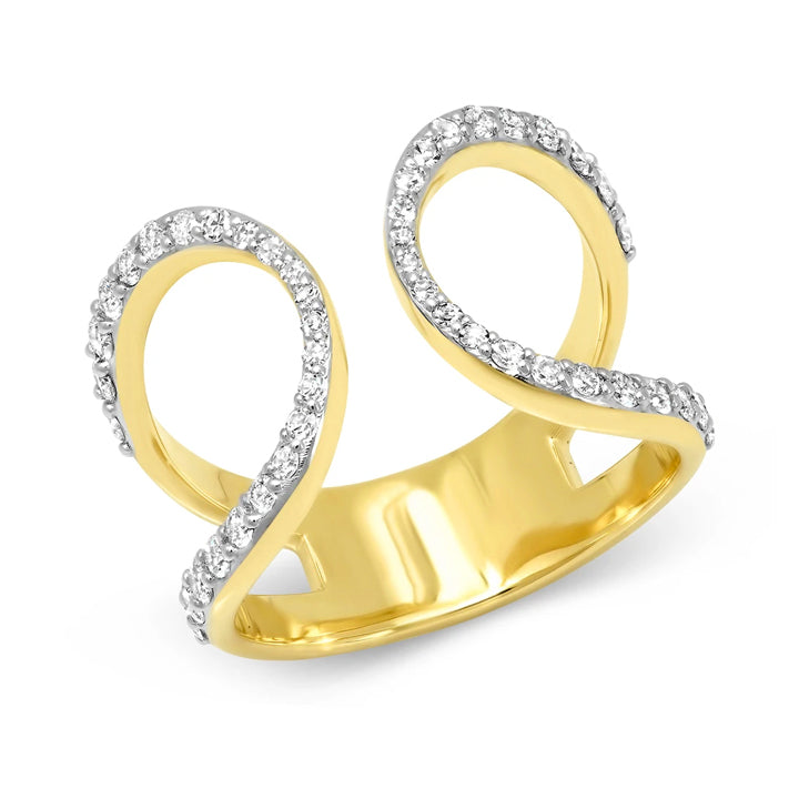 Eriness 14K Yellow Gold Diamond Double Loop Ring