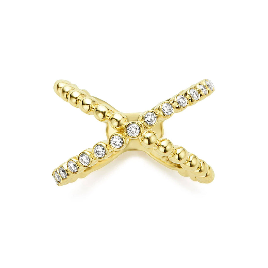Lagos Caviar Gold Diamond X Ring- 02-10232-DD7