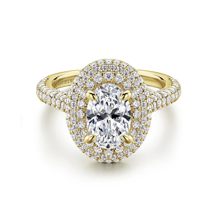 Gabriel & Co 14k Yellow Gold Oval Double Halo Engagement Ring - ER13444O6Y44JJ