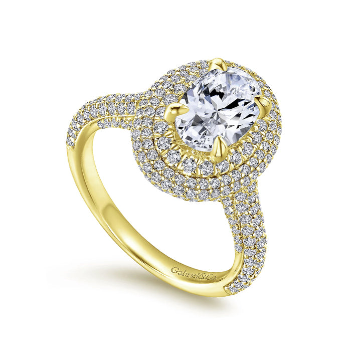 Gabriel & Co 14k Yellow Gold Oval Double Halo Engagement Ring - ER13444O6Y44JJ
