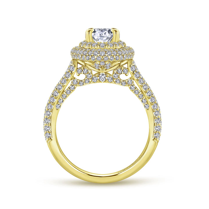 Gabriel & Co 14k Yellow Gold Oval Double Halo Engagement Ring - ER13444O6Y44JJ