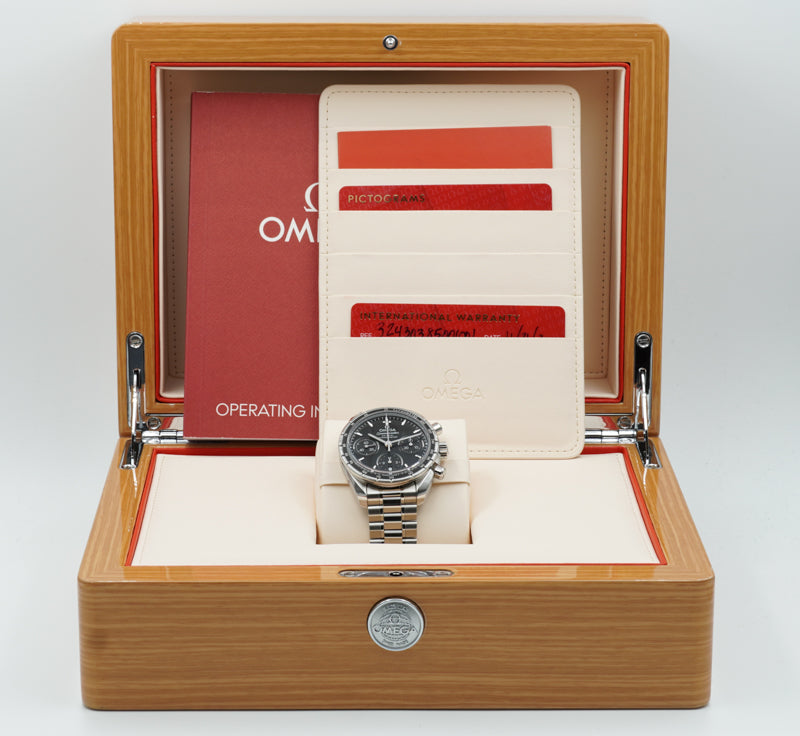 SOLD - Omega Speedmaster 324.30.38.50.01.001 Black Dial on Bracelet - 38mm