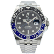 This Rolex GMT-Master II Batman was recently traded in to our store and is in Like New condition. This Rolex GMT-Master II Batman is a new model this year since it was discontinued on the oyster bracelet and introduced on the jubilee. This watch is highly desirable and extremely hard to find as the wait list is long and the fulfilment times have been long. This is a great opportunity to pick up a Batman and skip the lines!This piece was sold in October 2019. If you are looking for this piece, pl