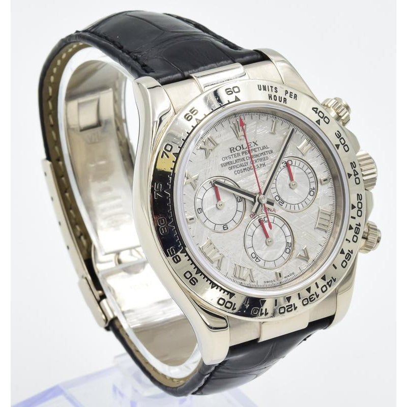 SOLD 08/2019 - Rolex Daytona Meteorite Dial - 116519 - 18k White Gold w. Black Crocodile Strap