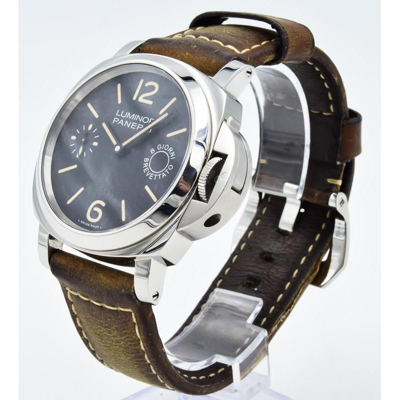 SOLD 09/2019 - Panerai Luminor 8 Days - PAM 590 - Black Dial with Brown Leather Strap - 44mm