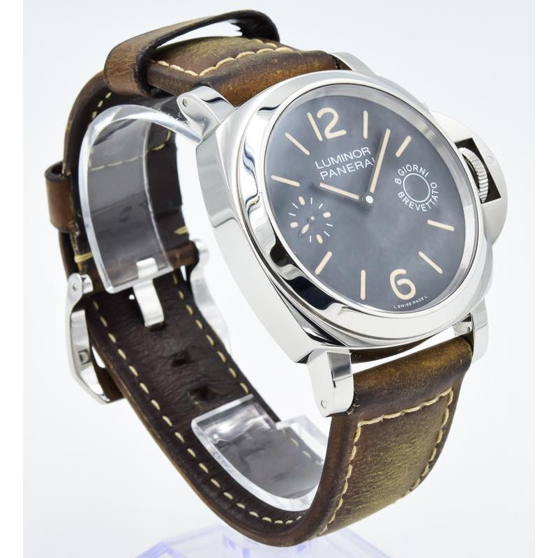 SOLD 09/2019 - Panerai Luminor 8 Days - PAM 590 - Black Dial with Brown Leather Strap - 44mm