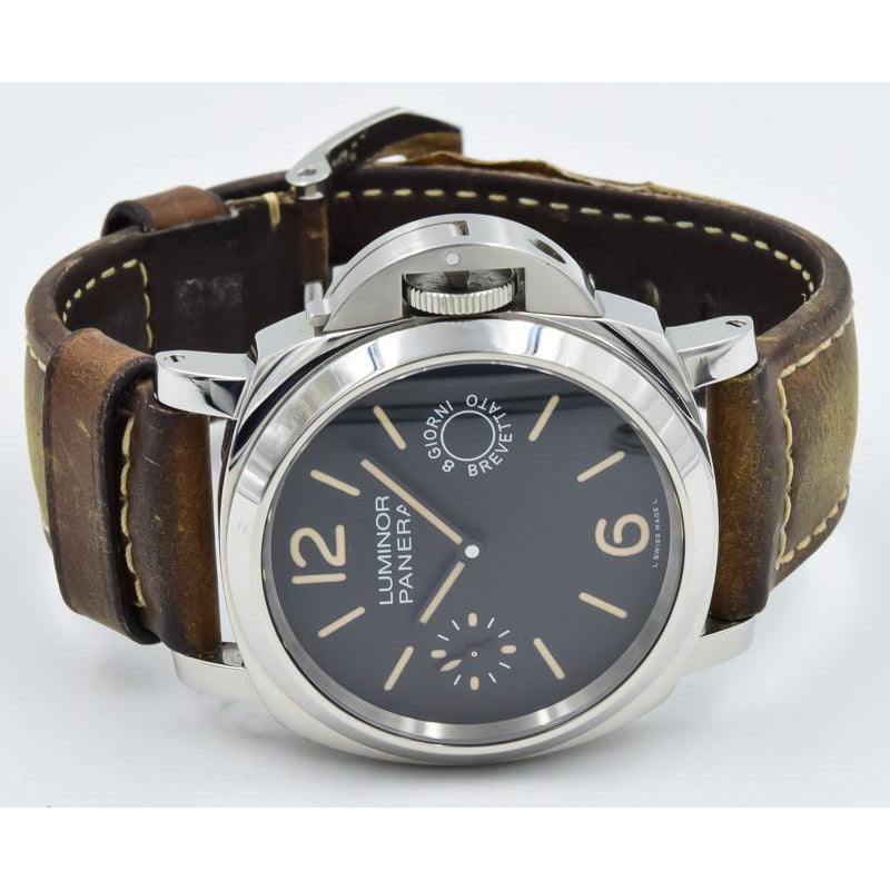 SOLD 09/2019 - Panerai Luminor 8 Days - PAM 590 - Black Dial with Brown Leather Strap - 44mm