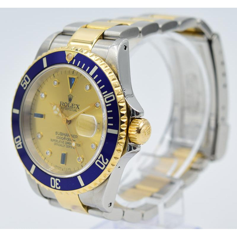 SOLD 11/2019 - Rolex Submariner - 16613 - TwoTone with Diamond and Sapphire Serti Dial - 40mm