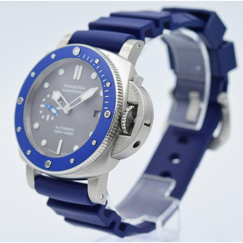 SOLD 12/2019 - Panerai Luminor Submersible - PAM959 - Blue Bezel w/ Grey Textured Dial - 42mm
