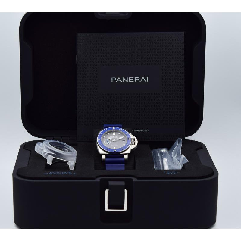SOLD 12/2019 - Panerai Luminor Submersible - PAM959 - Blue Bezel w/ Grey Textured Dial - 42mm