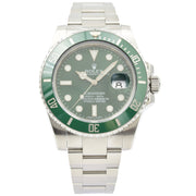 This Rolex Submariner 11610V Hulk was recently traded in to our store and is in good-very good condition. This watch will come with the full box and papers. The warranty card is dated 2014. This model is in a 40mm stainless steel case with a green dial and green ceramic bezel. 