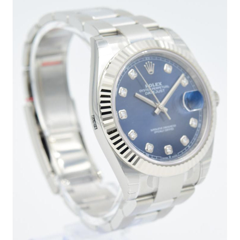 SOLD - Rolex Datejust 126334 Blue Diamond Dial Fluted Bezel - 41mm