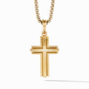 Deco Cross Pendant in 18K Yellow Gold