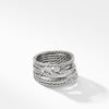 Double X Crossover Ring with Diamonds