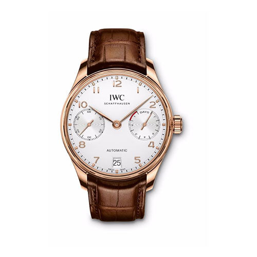 An intricate watch will always express sophistication and style - and this timepiece from IWC brings you just that. This Gents watch can definitely be an awe-striking piece once you lay eyes upon it. With a Polished bezel, this treasure represents thorough craftsmanship. The 18k Rose Gold case that encloses this pieces mechanism is also evidence of the quality that comes from this stylish item. The contrasting Silver dial color adds a bold sense of luxury. Also important to note is the With anti