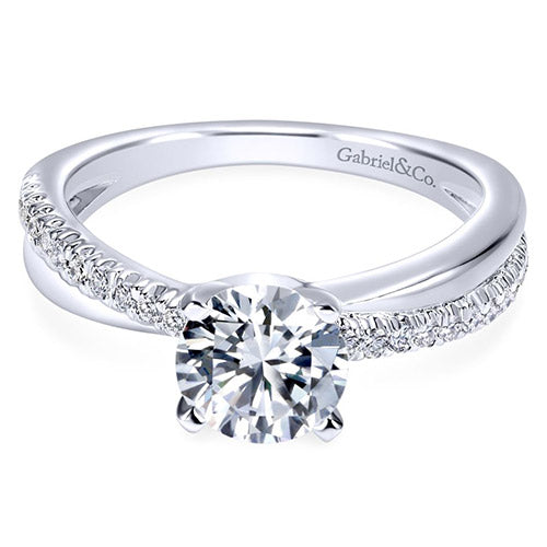 14K White Gold 0.19ct Diamond Engagement Ring *Center Stone Not Included*