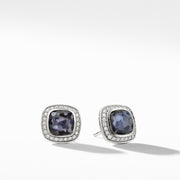 Sterling silver ��� Faceted lavender amethyst with hematite bottom, Pave diamonds, 0.25 total carat weight, center 7 x 7mm ��� Earring, 11x11mm