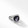 Sterling silver ��� Faceted Black Orchid, Pav? diamonds, 0.21 total carat weight,  ��� Ring, 11mm