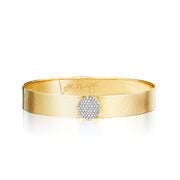 Yellow gold diamond hammered Infinity Love Always bracelet (0.30 tcw).