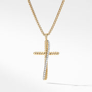 Crossover Cross Necklace in 18K Yellow Gold with Pav? Diamonds