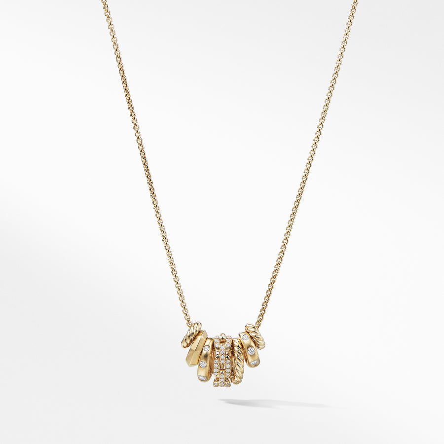 18-karat yellow gold ��� Pav? diamonds, 0.16 total carat weight,  ��� Adjustable chain length, 16-17 ��� Rondelles, 6-12mm diameter ��� Lobster clasp-