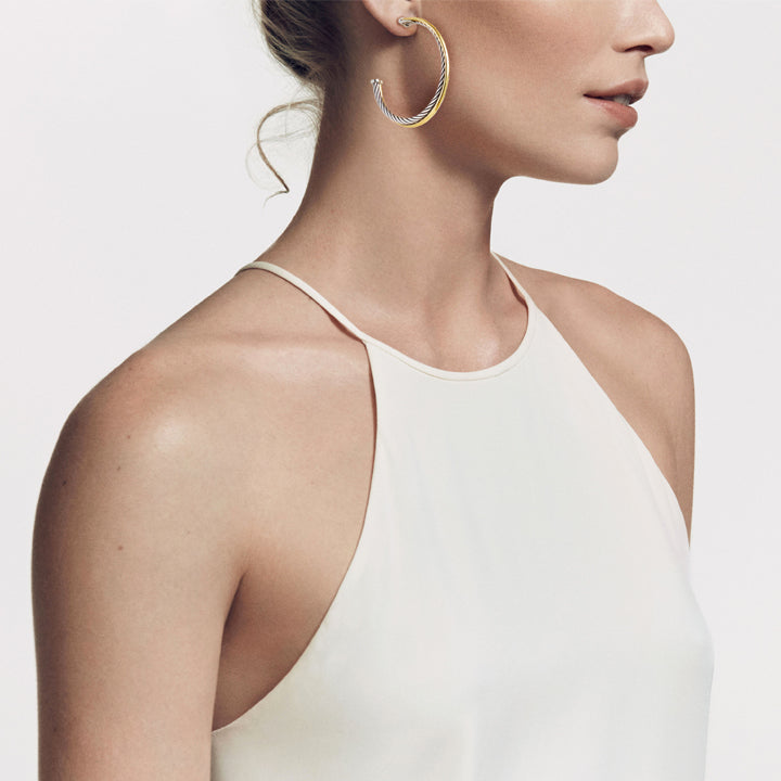 David Yurman Hoop Earrings with 18K Gold - E06563XS8