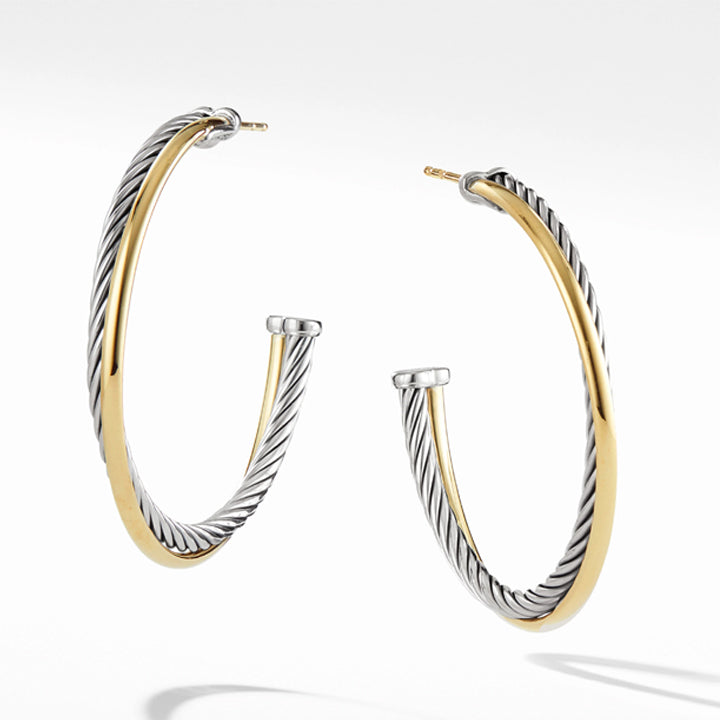 David Yurman Hoop Earrings with 18K Gold - E06563XS8