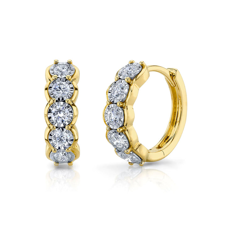 14K Yellow Gold 0.60ctw Diamond Huggie Earrings - SC55022788